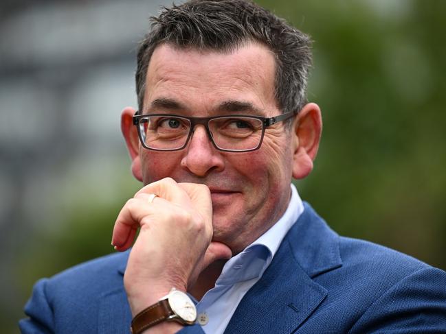 Victorian Premier Daniel Andrews reacts during a press conference at Parliament House in Melbourne, Tuesday, July 18, 2023. The Andrews Labor Government has cancelled the 2026 Commonwealth Games, slated to be held across Victoria. (AAP Image/James Ross) NO ARCHIVING