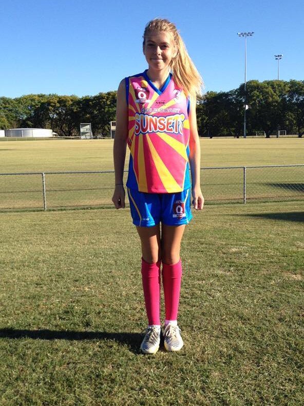 Kalinda Howarth, then 13, representing the Gold Coast Sunsets at the Youth Championships at Yeronga. SUUPLIED