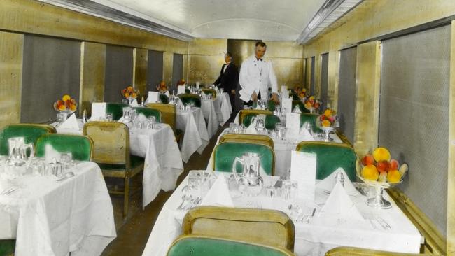 The dining car aboard the Spirit of Progress. Picture: State Library of Victoria