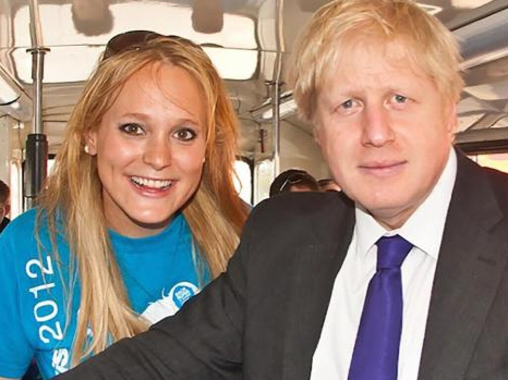 Jennifer Arcuri with Boris Johnson on his mayoral campaign in 2012. Her firm allegedly received cash from an agency for which he was responsible. Picture: Supplied