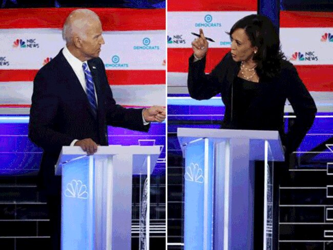 Joe Biden and Kamala Harris go head to head over race at Democrat debate.