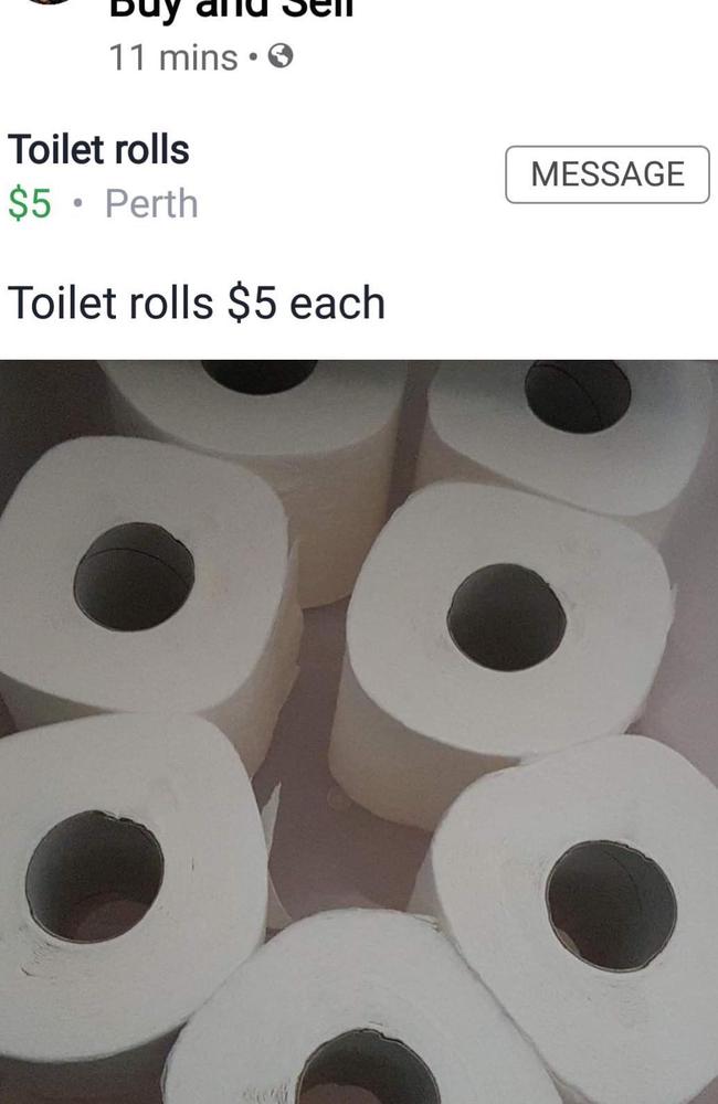 Oh So Busy Mum shared how a listing selling toilet paper for $5 a roll.