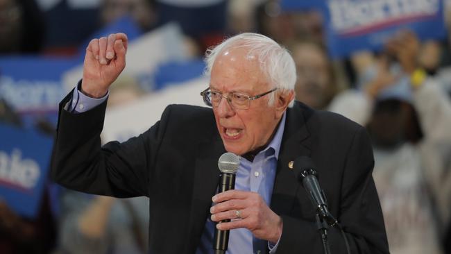 Bernie Sanders at a rally in Myrtle Beach, South Carolina on Thursday. Picture: AP