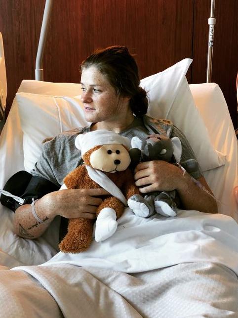 Brianna Davey after surgery in the Epworth Hospital. 