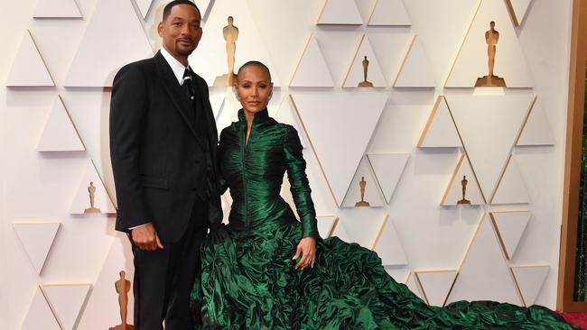 The couple on the Oscars red carpet last month, hours before the outburst that now threatens Smith’s entire career. Picture: AFP