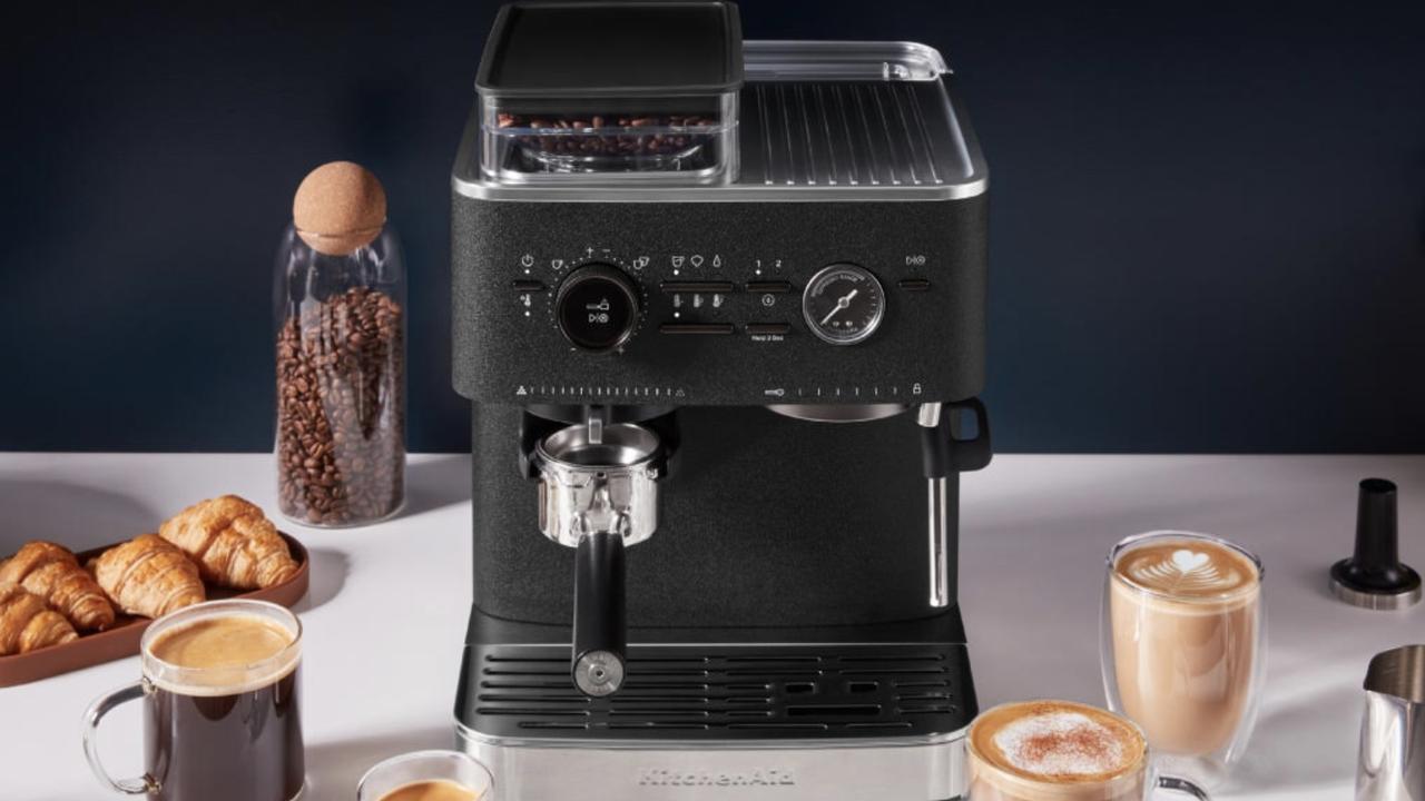 KitchenAid's entry level semiautomatic espresso machine is priced at $999 and comes with a built-in burr grinder.