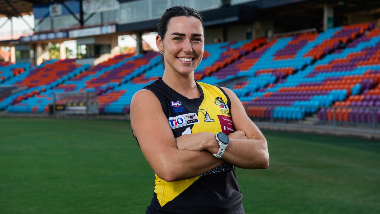 Nightcliff Football Club women’s captain Christy Landwehr ahead of the 2024-25 NTFL season. Picture: Pema Tamang Pakhrin