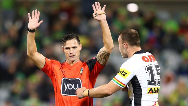 Referee Henry Perenara gave young Panther his marching orders Kaide Ellis.