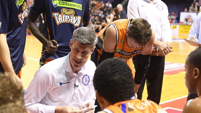 Taipan's coach Mike Kelly during the Round 16 NBL match between the Illawarra Hawks and the Cairns Taipans at the WIN Entertainment Centre in Wollongong, Monday, February 4, 2019. (AAP Image/Dean Lewins)