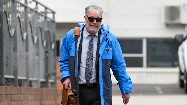 Hillcrest Primary School jumping castle tragedy verdict. Lawyer Chris Dockray representing Rosemary Gamble arrives at the Devonport Magistrates Court. Picture: Brodie Weeding