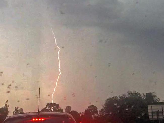 Lightning hammers Western Sydney this afternoon. Picture: Instagram