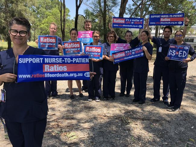 Nurses at Mt Druitt Hospital campaign for new nurse to patient ratios. Picture: Supplied