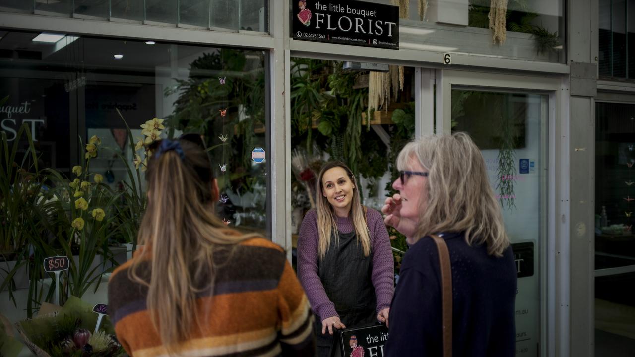 Jasmine Fleet and her staff at Little Bouquet florist shop, Merimbula. Picture: Sean Davey