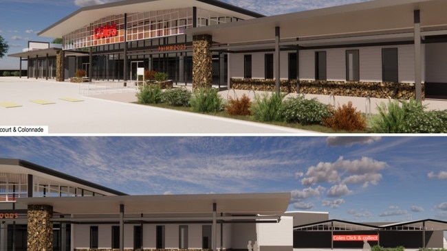 Artist concepts of the new Coles proposed for Palmwoods, including shopfront and Click and Collect area.