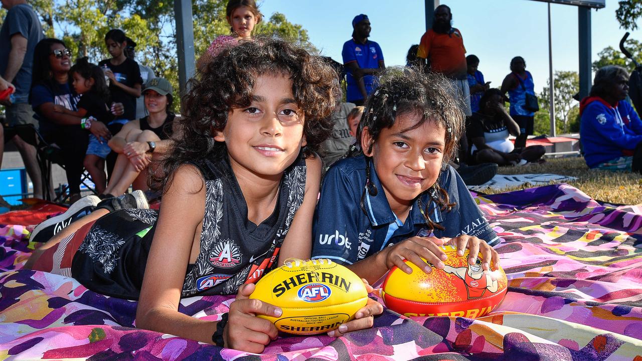 David Anderson and Javier Anderson at the Gold Coast Suns match vs Western Bulldogs at TIO Stadium. Pic: Pema Tamang Pakhrin