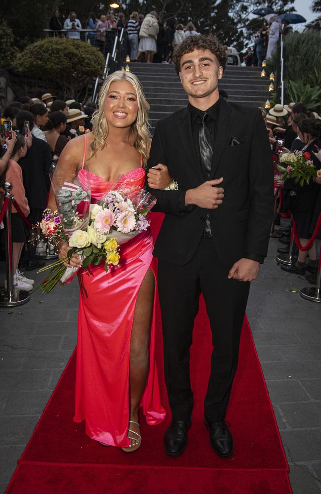 Pypah Ferguson and partner Riley Zanette arrive at The Glennie School formal at Picnic Point, Thursday, September 12, 2024. Picture: Kevin Farmer