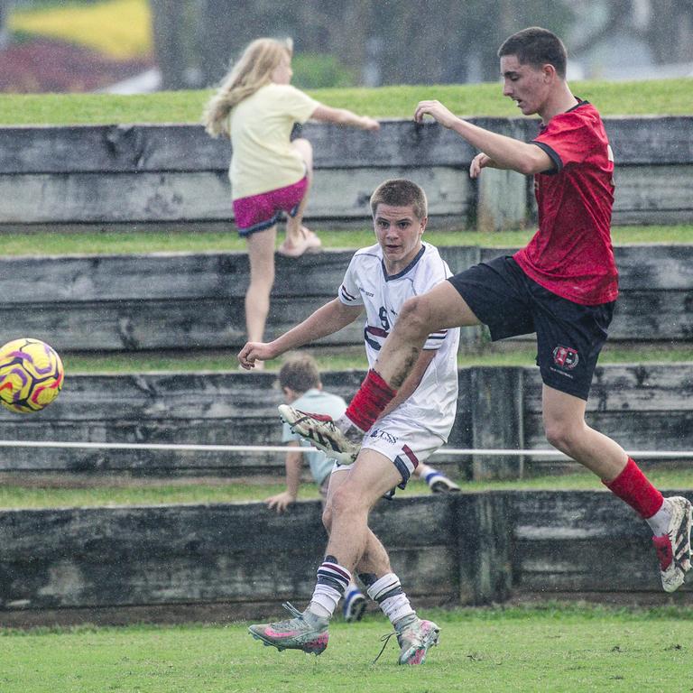 GPS Football as TSS V Gregory Terrace on the Village Green, Southport. Picture: Glenn Campbell