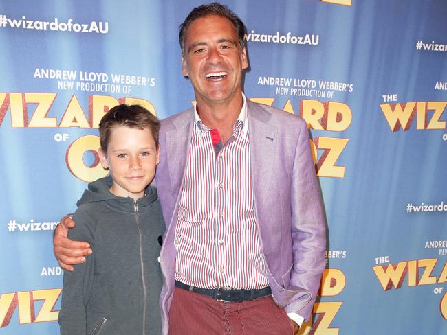 Andrew O'Keefe with his son Rory, 12, at the Sydney Premiere of The Wizard Of Oz. Picture: Christian Gilles