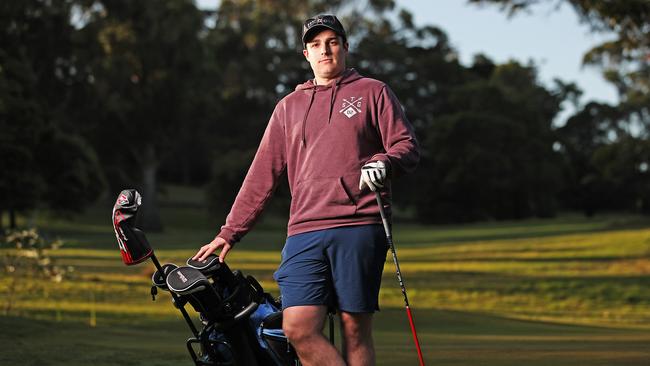 Golfer Harrison Doyle of West Hobart at the Rosny Park public golf course as the golf course has an uncertain future. Picture: Zak Simmonds