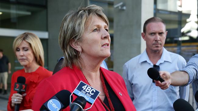 Hetty Johnston speaks with media outside the Brisbane Supreme Court after Brett Peter Cowan was found guilty of the murder of Daniel Morcombe. Photo: Liam Kidston