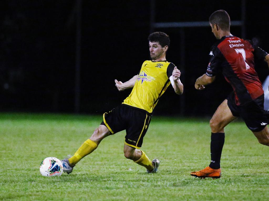 Tigers captain Josh De Nittis in action in the FNQ Premier League men's match between the Edge Hill Tigers and the Leichhardt Lions, held at Tiger Park, Maunda. Picture: Brendan Radke