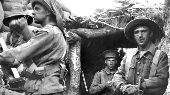 Australian troops in the Turkish Lone Pine trenches on Gallipoli in August 1915 Picture: Australian War Memorial