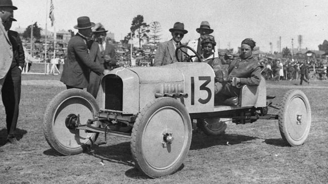 A modified Ford T racing car ready for action at Penrith Speedway, 1925. Picture: State Library of NSW