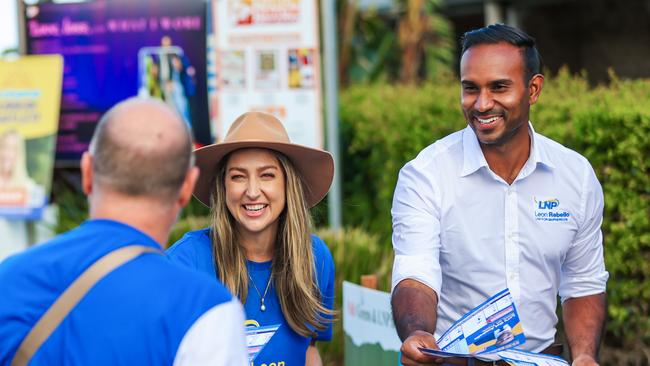 LNP hopeful for McPherson Leon Rebello with Currumbin State MP Laura Gerber at Tugun Village Community Centre. Picture: Nigel Hallett