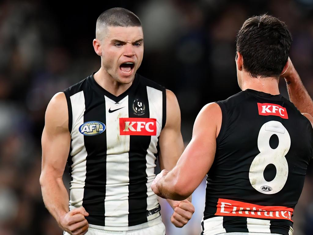 Is Lachie Sullivan - at 26 - the answer to the Pies successors to veterans Steele Sidebottom and Scott Pendlebury? Picture: Josh Chadwick/AFL Photos/Getty Images