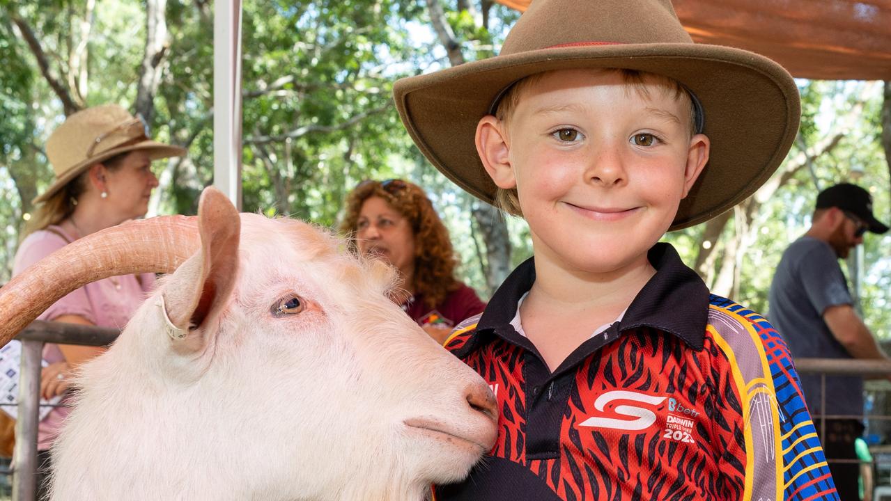 Cody (right) and his goat friend (left). Picture: Pema Tamang Pakhrin