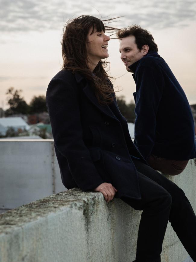 Courtney Barnett and writer and director Danny Cohen during the filming of the Anonymous Club. Picture: Bri Hammond