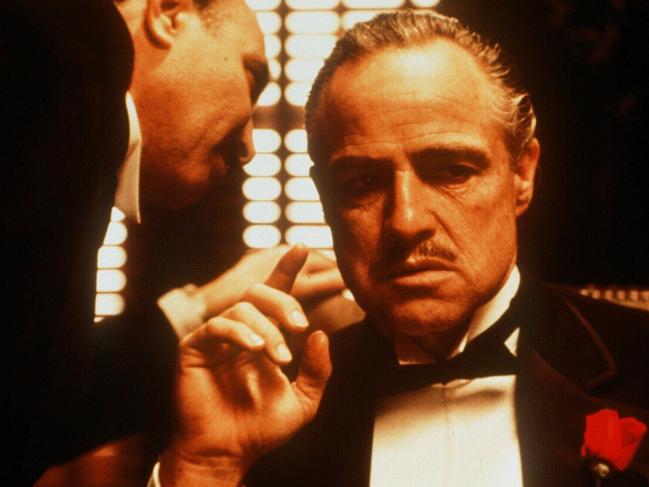 Actor Marlon Brando in scene from film "The Godfather"./Films/Titles/Godfather