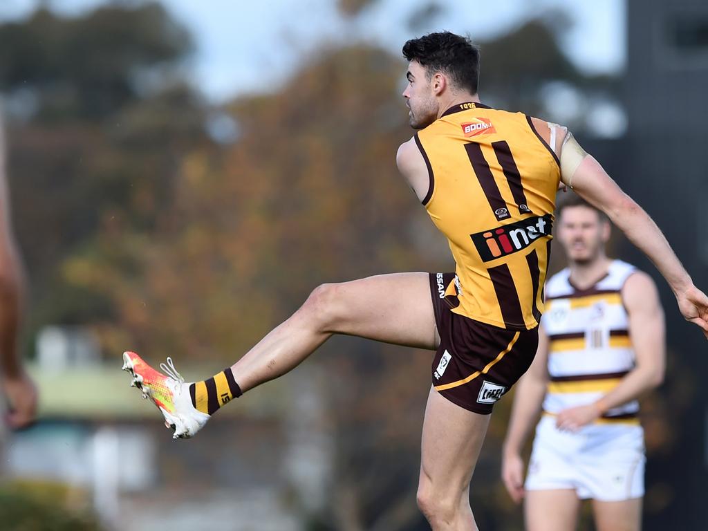 Conor Nash was struggling as a VFL forward when he was swung into midfield by Sam Mitchell. Picture: Steve Tanner