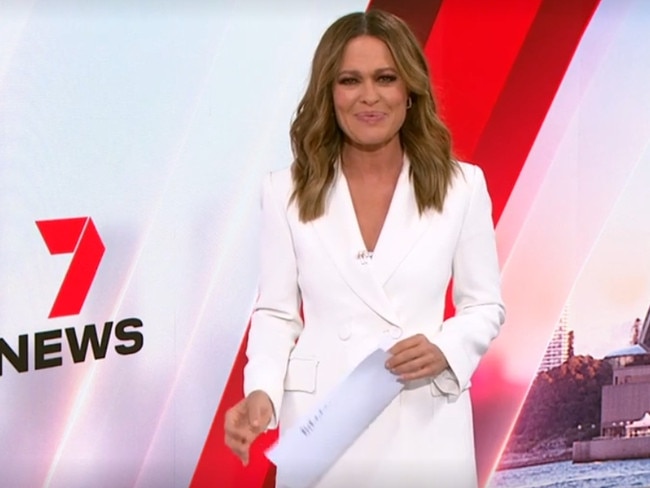 Angela Cox the set of Seven News. Picture: Seven