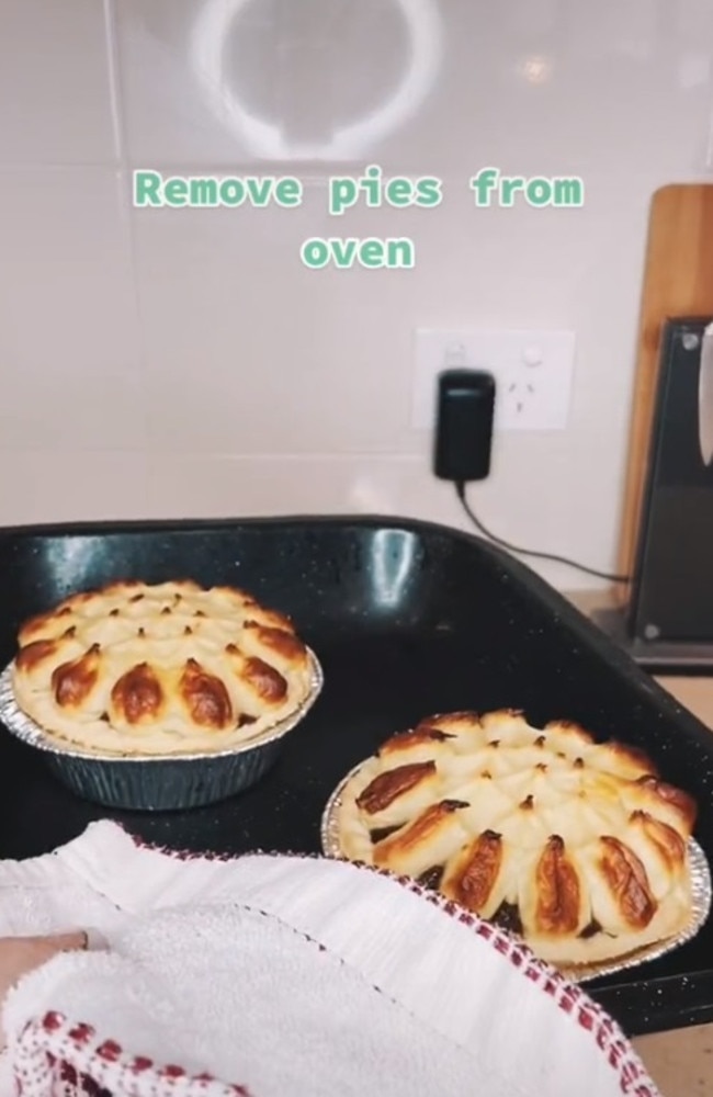 But not any pie, these Aussie made Elsmbury’s angus beef potato pies. Picture: TikTok/emilyclairwebster