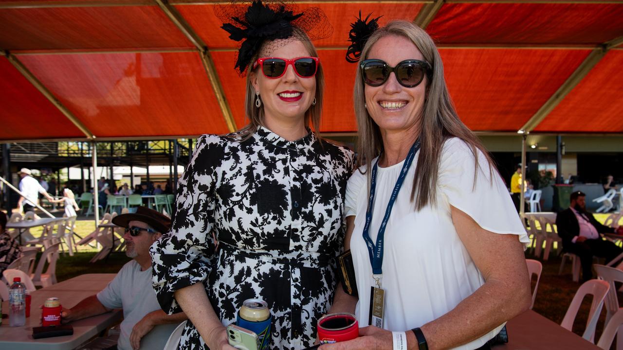 Alicia Harvey and Barbara Kingsley at the 2024 Darwin Cup Carnival Derby Day. Picture: Pema Tamang Pakhrin