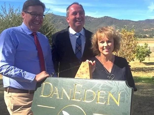 Then deputy NSW Premier Troy Grant, acting PM Barnaby Joyce and Lucy Haslam. Picture: Facebook