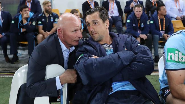 Peter Sterling with NSW half Mitchell Pearce on the bench.