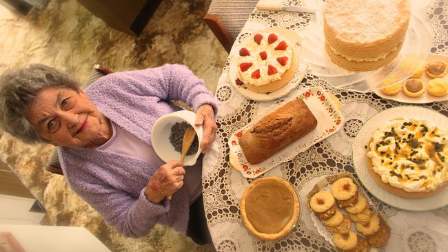 Pam Symmonds- 82 years, bakes homemade cakes that sell to raise money for charities in Uralla NSW. Pic: Marlon Dalton