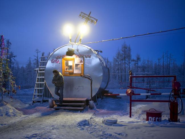 A petrol station on the road to Oymyakon Village of Oymyakon.