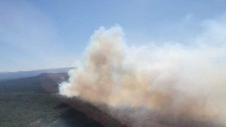 SOCIAL MEDIA IMAGE DISCUSS USE WITH YOUR EDITOR - OUT OF CONTROL: Aerial footage of the large bush fire burning near Whiteman Creek. Picture: NSW Rural Fire Service/Facebook