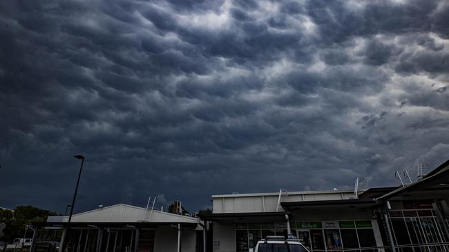 Storm Clouds approaching at Coolum shopping centre. Picture Lachie Millard