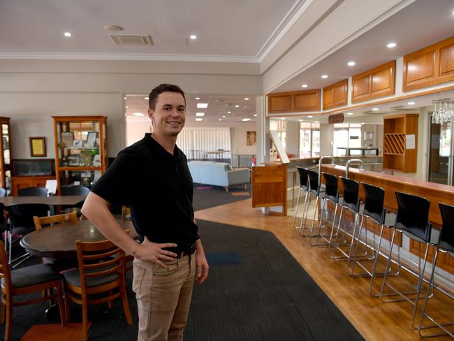 Taz Townsend from Ray White Commercial at the restaurant, bar, and kitchen facility at Carlyle Gardens Retirement Village. Picture: Evan Morgan
