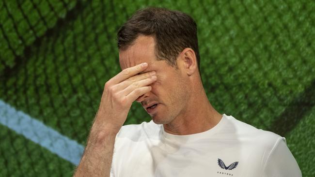 Andy Murray at a press conference following a first round doubles defeat with brother Jamie by Rinky Hijikata and John Peers of Australia. Picture: Joe Toth-Pool/Getty Images