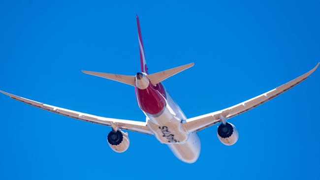 Repatriation flights from India to Australia are about to resume. A QANTAS flight from Darwin departs from the Darwin International Airport destined for New Dehli to bring home Australians trapped in India during the COVID19 pandemic.Picture: Che Chorley