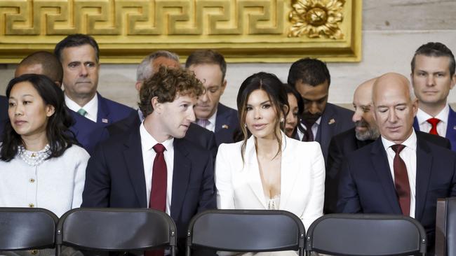 Priscilla Chan, Meta CEO Mark Zuckerberg, Lauren Sanchez and Amazon founder Jeff Bezos. Picture: Getty Images