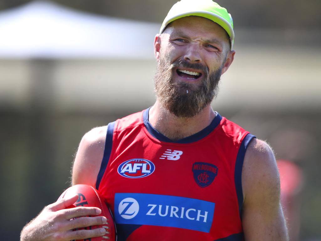 Max Gawn sweats it out at pre-season training. Picture: David Crosling