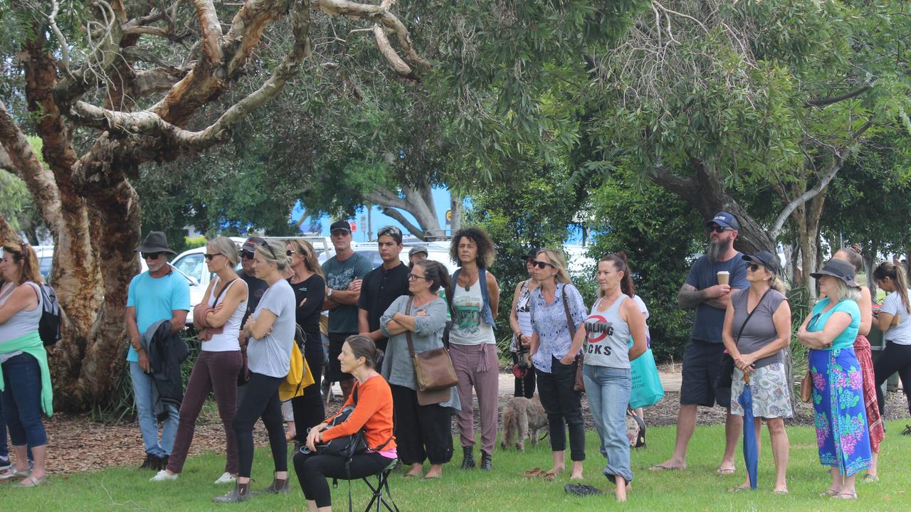 More than 150 people turned out for the Millions March Against Mandatory COVID-19 Vaccines in Coffs Harbour on Saturday February 20. Photo: Tim Jarrett