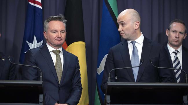 Energy Minister Chris Bowen with Climate Change Authority chairman Matt Kean.