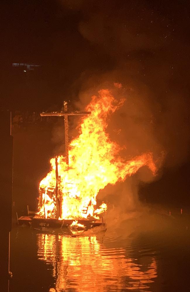 Pictures of the burning boat at the Viking Funeral. Picture: Supplied